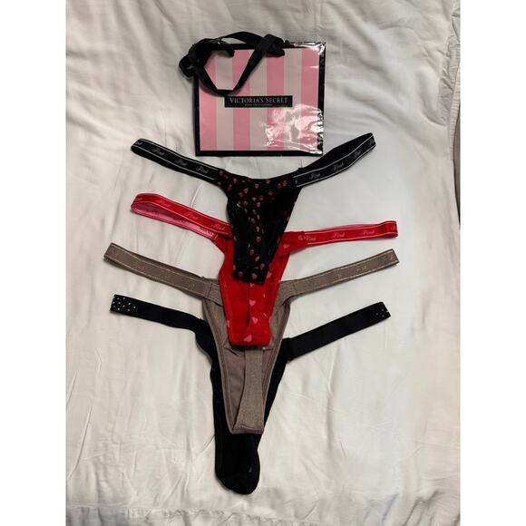 NWT/NWOT PINK by Victoria’s Secret String Thong Panty Lot – Size M - Picture 2 of 2